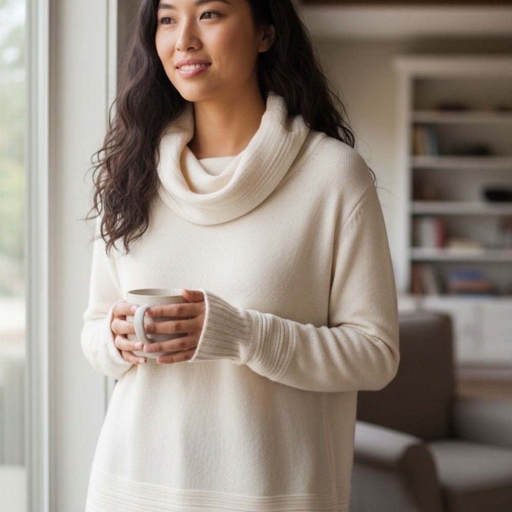 Calvin Klein Cream Turtleneck Sweater XS